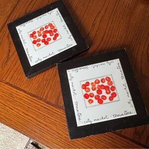 Vintage Pfaltzgraff City Market Tomatoes Trivet Framed Tile Ceramic 8x8”